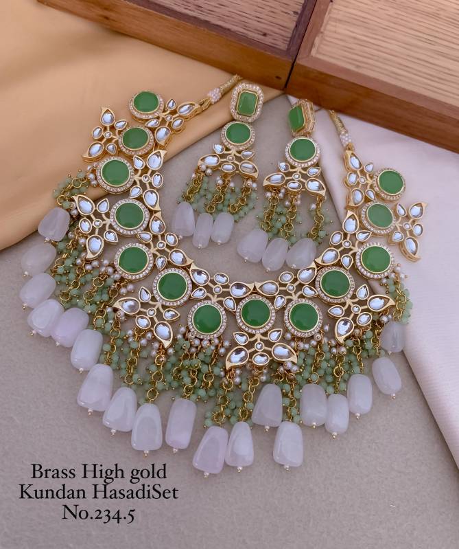 2345 BH Brass High Gold Kundan Bridal Hasadi Set Wholesale Shop In Surat
